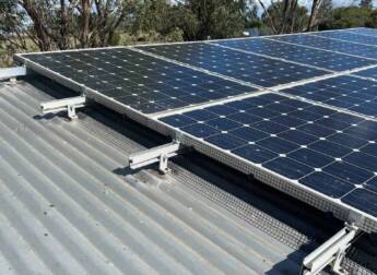 solar-panel-pigeon-proofing Close up of solar panels installed on rooftop with wire netting for solar panel pigeon proofing
